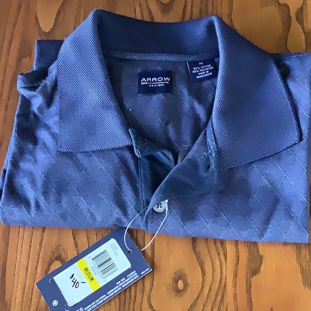 Arrow Men’s premium polo shirt - navy blue diamond pattern